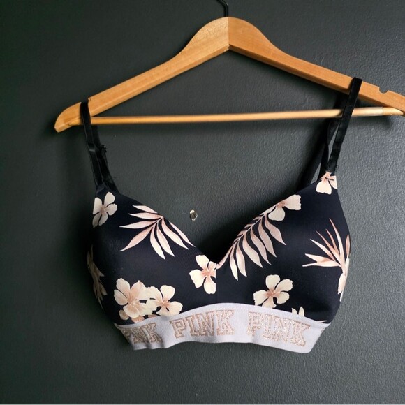 Pink Victoria's Secret Floral Print Wear Everywhere Wireless Lightly Lined 32D - Picture 1 of 8